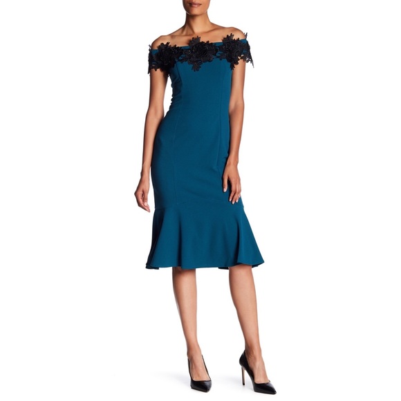 MARINA Dresses & Skirts - Marina off shoulder appliqué teal new prom dress